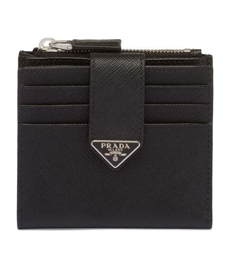 Prada Saffiano Leather Card Case Holder, Black (Nero)